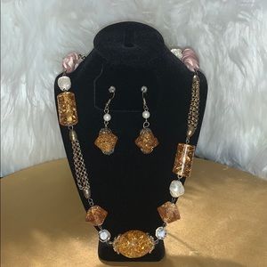 Vintage antique fashion necklace and earings